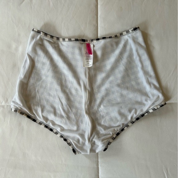 Betsey Johnson Gingham High Waisted Boyshort Bikini Bottoms - Picture 13 of 16
